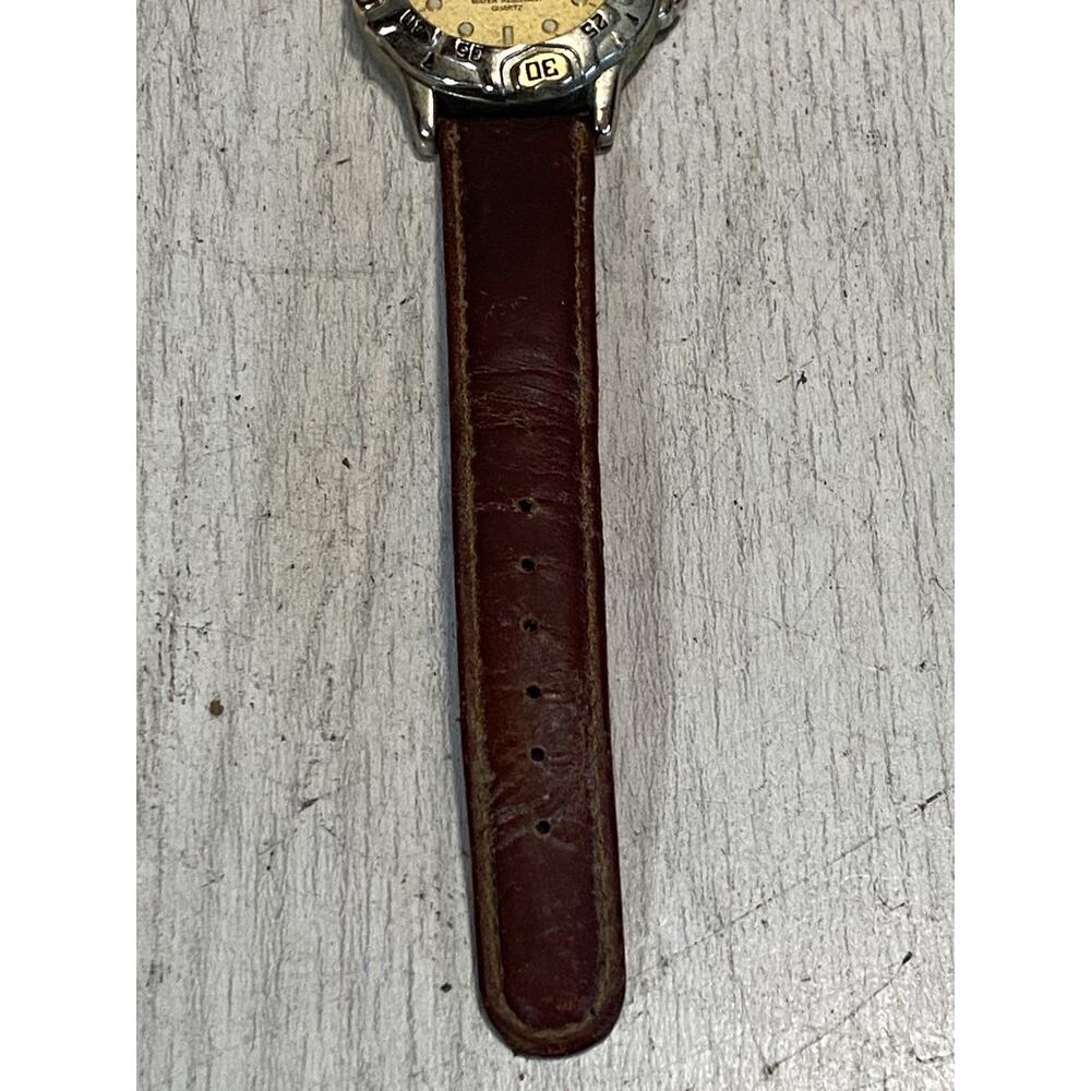 Vintage Nike Air 1238 Gold Tone Faced Watch Leather Band Needs Battery - Picture 3 of 8
